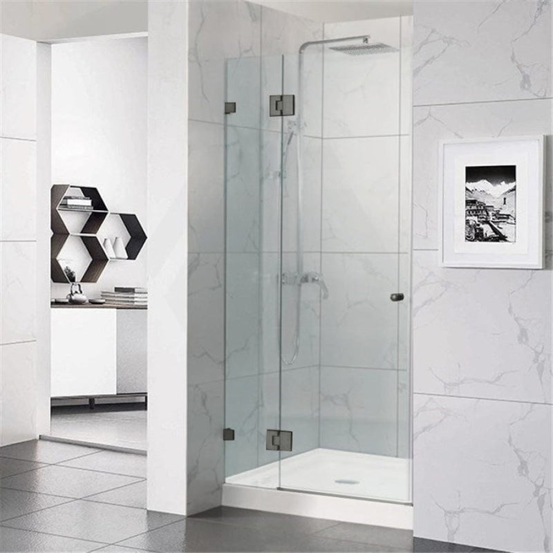 685-995Mm Wall To Shower Screen Hinge And Door Panel Gunmetal Grey Fittings Frameless 10Mm Glass