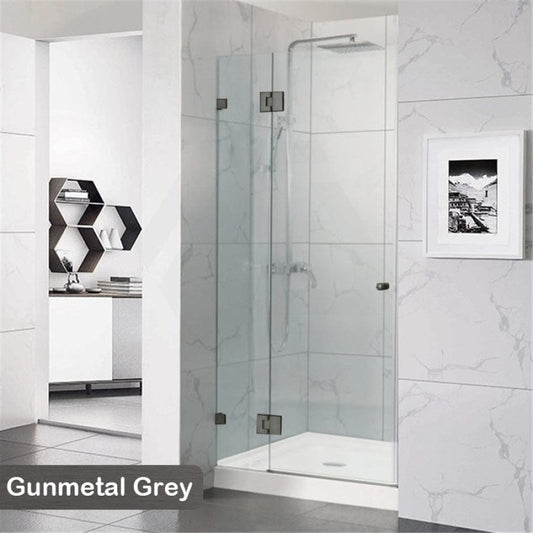 685-995Mm Wall To Shower Screen Hinge And Door Panel Gunmetal Grey Fittings Frameless 10Mm Glass